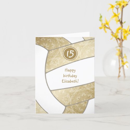 girly muted gold volleyball birthday any occasion card