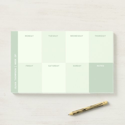 Girly Name Green School Weekly Planner Notepad