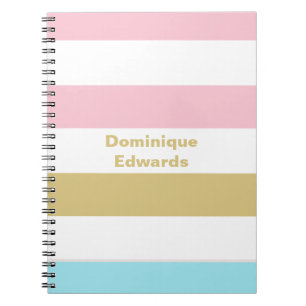 Girly Name Pastel Stripes Notebook