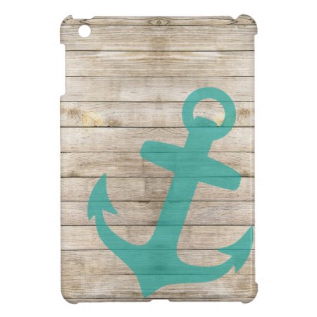 Girly Nautical Anchor And Wood Look Case For The Ipad Mini