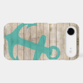 Girly Nautical Anchor and Wood Look Case-Mate iPhone Case (Back (Horizontal))