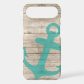 Girly Nautical Anchor and Wood Look Case-Mate iPhone Case (Back)