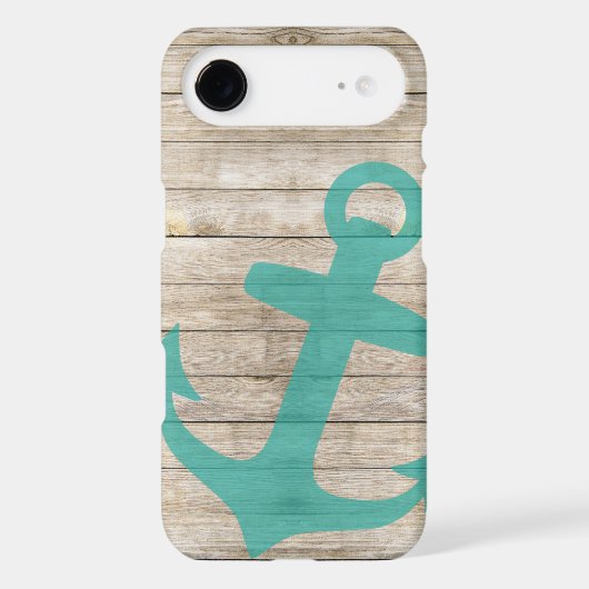 Girly Nautical Anchor and Wood Look Case-Mate iPhone Case (Back)