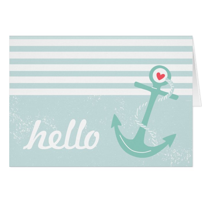 Girly Nautical Anchor Hello Card