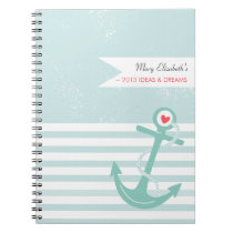 Girly Nautical Anchor Personalized Notebook