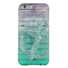 Girly Nautical Purple Aqua Anchor & Wood Look