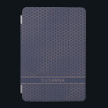Girly Navy and Rose Gold Foil Hexagon Geometric iPad Mini Cover<br><div class="desc">Girly Navy and Rose Gold Foil Hexagon Geometric cover with elegant dark blue background and space for your name or other custom text. Easy to customize with text, fonts, and colors. Created by Zazzle pro designer BK Thompson © exclusively for Cedar and String; please contact us if you need assistance,...</div>