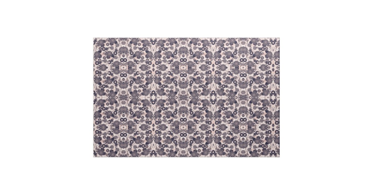 Girly Navy Rose Gold Glitter Floral Illustrations Fabric | Zazzle