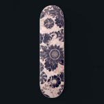 Girly Navy Rose Gold Glitter Floral Illustrations Skateboard<br><div class="desc">This elegant and chic design is a beautiful depiction of modern and girly art. It features a faux printed sparkly rose gold glitter outlined leaves and floral illustration pattern filled with dark navy blue on top of a simple blush pink background. It's an artsy, glamorous, unique, and fashionable luxury design;...</div>