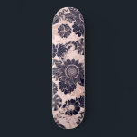 Girly Navy Rose Gold Glitter Floral Illustrations Skateboard<br><div class="desc">This elegant and chic design is a beautiful depiction of modern and girly art. It features a faux printed sparkly rose gold glitter outlined leaves and floral illustration pattern filled with dark navy blue on top of a simple blush pink background. It's an artsy, glamorous, unique, and fashionable luxury design;...</div>