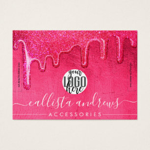 Girly Neon Pink Thick Glitter Drips Logo Bracelet
