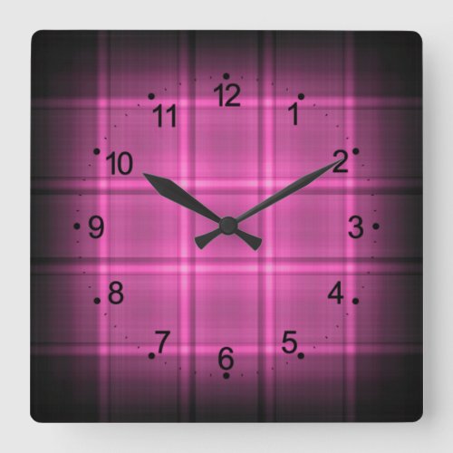 girly neon squars shadows placard wood pink square wall clock