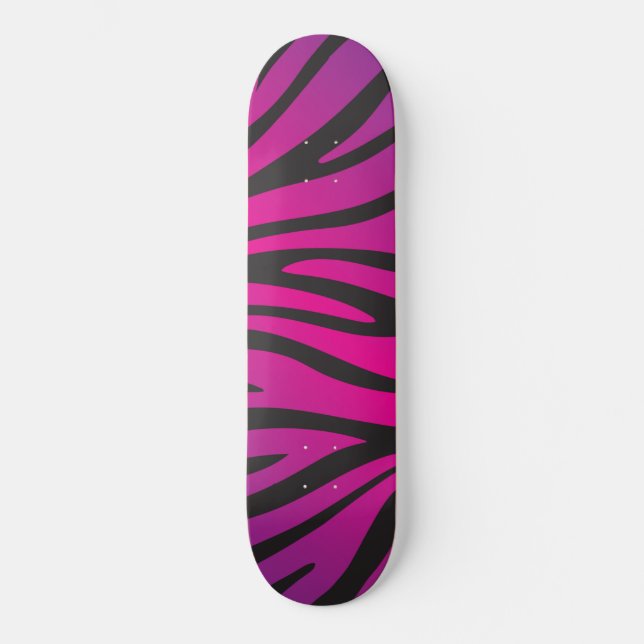 Girly New Cool Pink Zebra Print Animal Print Skateboard Deck (Front)