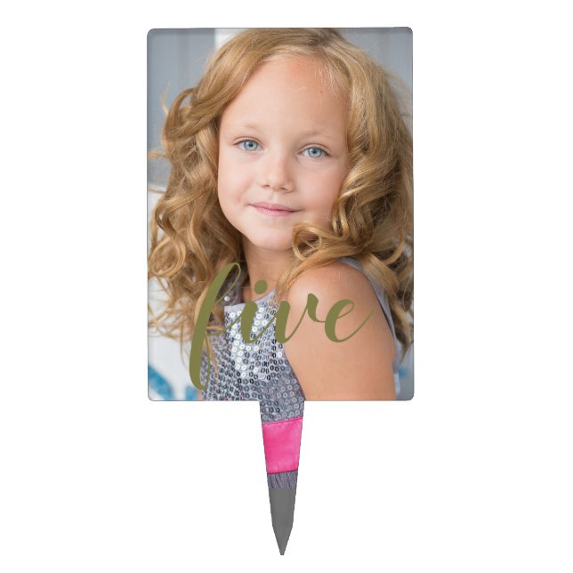 Girly Number Birthday Photo Cake Topper (Front)