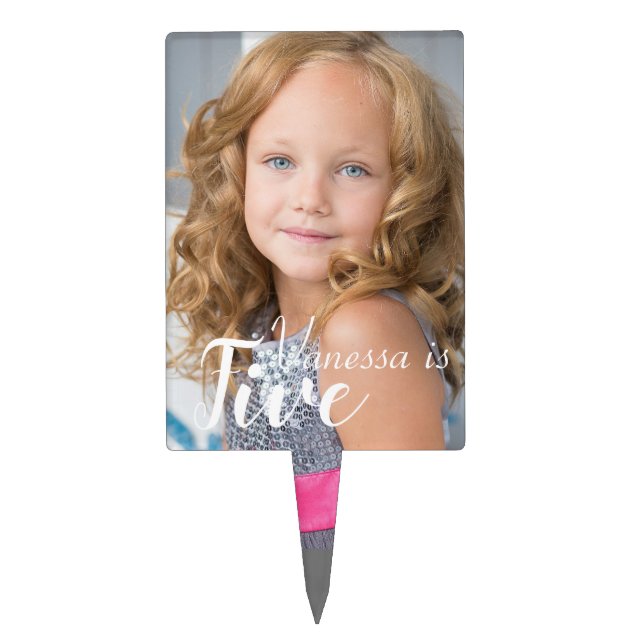 Girly Number Name Birthday Photo  Cake Topper (Front)