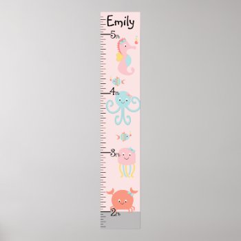 Girly Ocean Life Growth Chart Keep At 8x44! by Personalizedbydiane at Zazzle