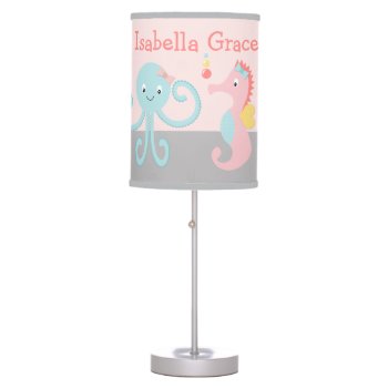 Girly Ocean Life Sea Animals Nursery Lamp by Personalizedbydiane at Zazzle