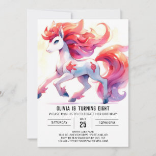 Girly Online Horse Birthday Invitation