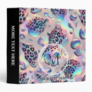 Girly Opal Leopard Print Office School 3 Ring Binder
