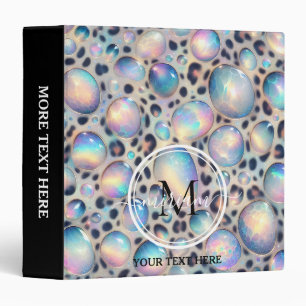 Girly Opal Leopard Print Office School 3 Ring Binder