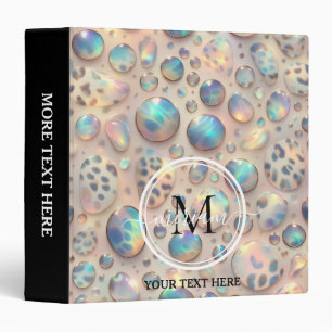 Girly Opal Leopard Print Office School 3 Ring Binder