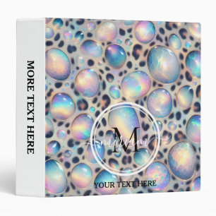 Girly Opal Leopard Print Office School 3 Ring Binder