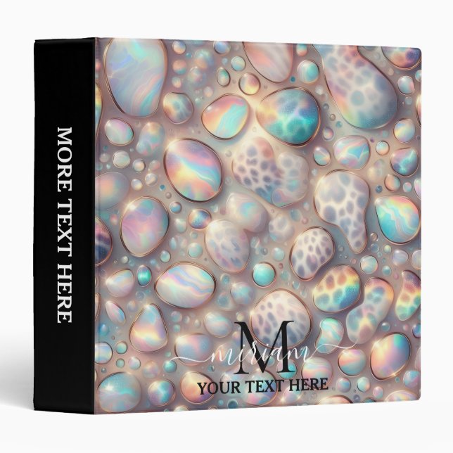 Girly Opal Leopard Print Office School 3 Ring Binder (Front/Spine)