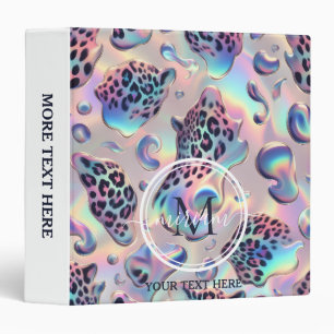 Girly Opal Leopard Print Office School 3 Ring Binder
