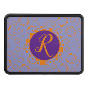girly orange blue circle squares pattern dizzy art hitch cover