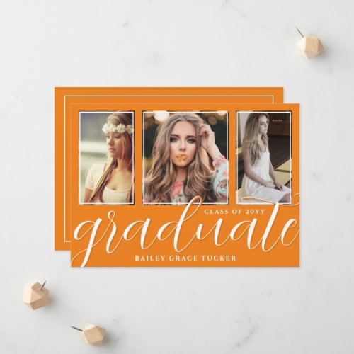 Girly Orange Graduate Script 3_Photo Graduation Announcement