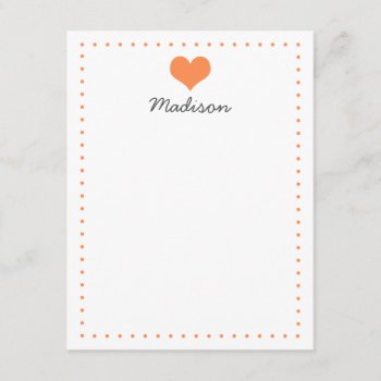 Girly Orange Heart Personalized Stationery Invitation by cardeddesigns at Zazzle