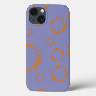 girly orange purple circle squares pattern dizzy iPhone 13 case