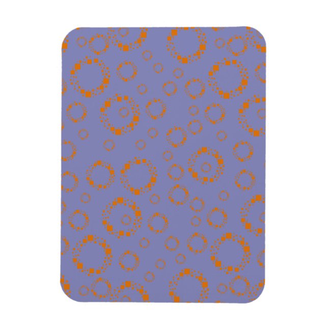girly orange purple circle squares pattern dizzy magnet (Vertical)