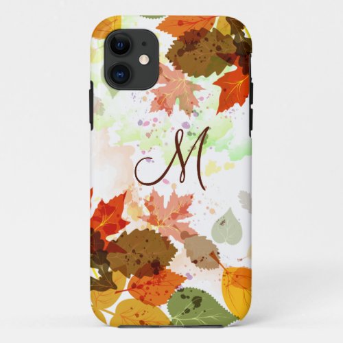 Girly Orange Yellow Green Autumn Leaves iPhone5 iPhone 11 Case