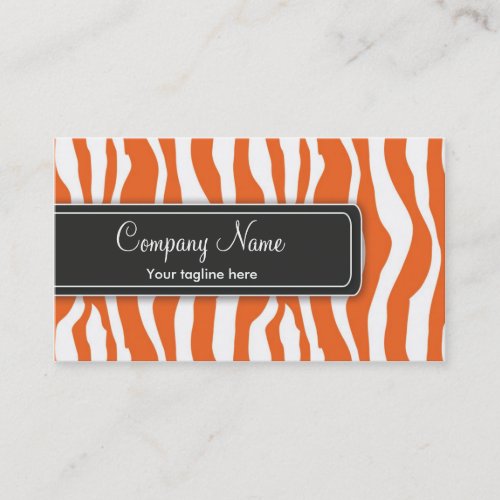 Girly Orange Zebra Print Business Card