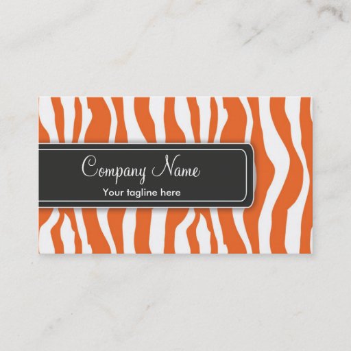 Customizable Girly Orange Zebra Print Business Card