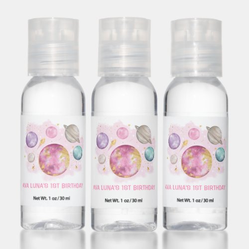Girly Outer Space Moon Star Galaxy Birthday Favors Hand Sanitizer