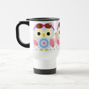 Girly Owl with Pastel Colors Travel Mug