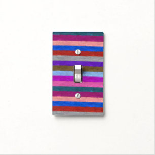Girly Painted Stripe Pattern Light Switch Cover
