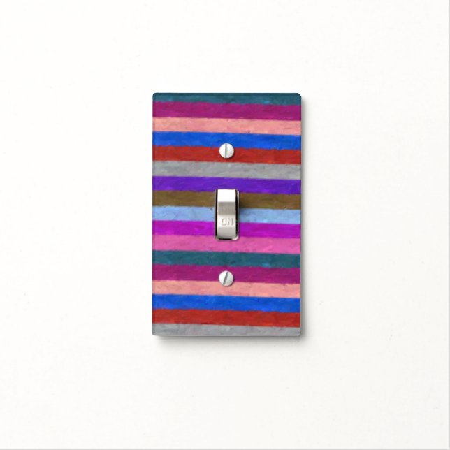 Girly Painted Stripe Pattern Light Switch Cover (In Situ)