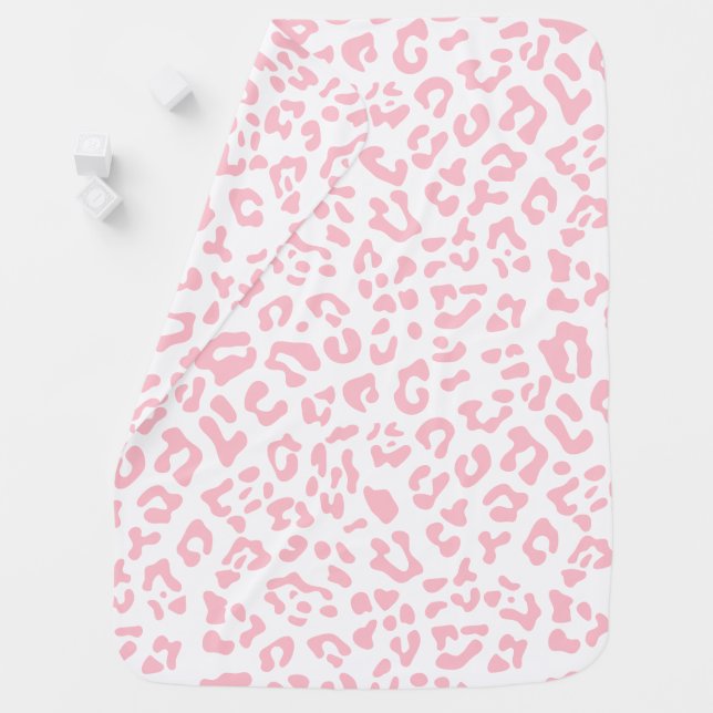 Girly Pale Pink and White Leopard Spot Baby Blanket (In Situ)