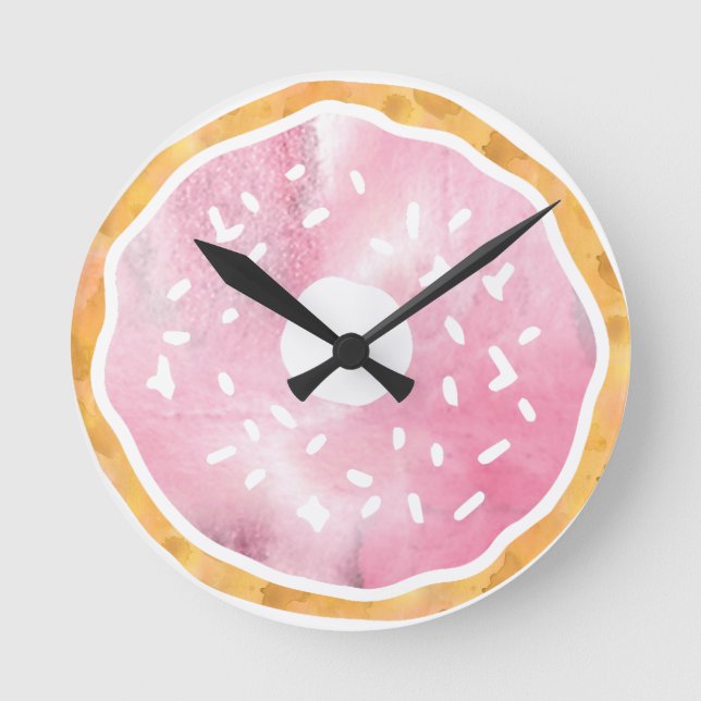 Girly Pale Pink Donut Clock (Front)