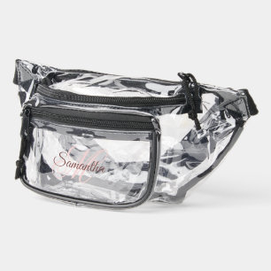 Girly Pale Pink Fancy Monogram Clear Fanny Pack