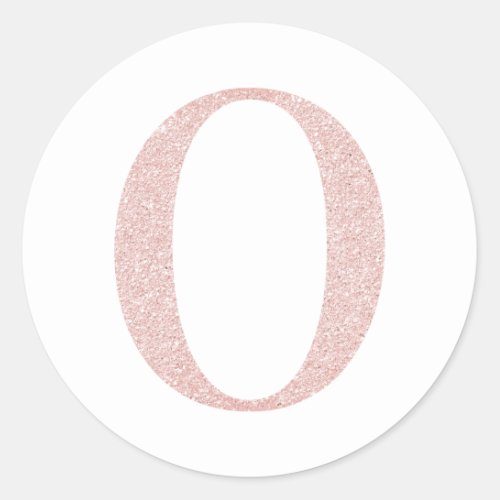 Girly Pale Rose Gold Glitter Monogram O Classic Round Sticker