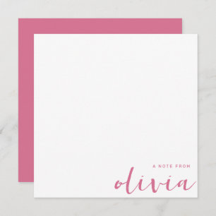 Girly Pale Violet Red Monogram Script Note Card