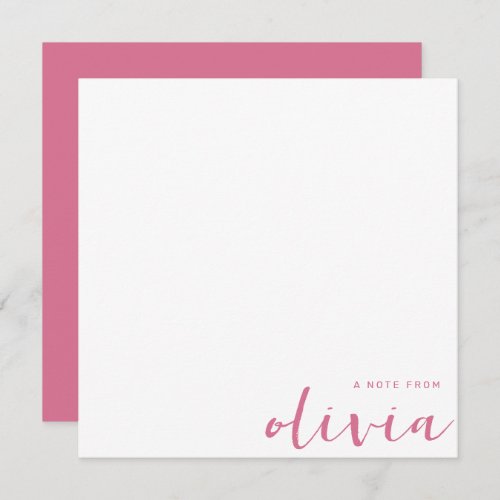 Girly  Pale Violet Red Monogram Script Note Card