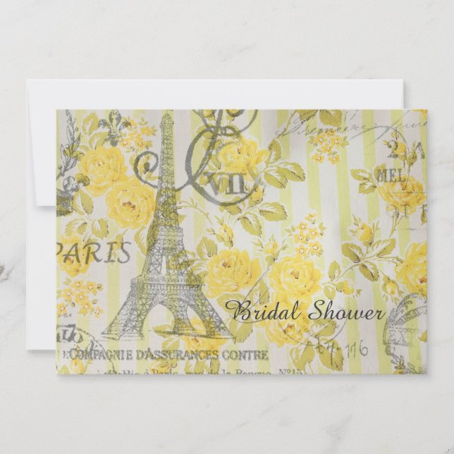 girly paris eiffel tower floral bridal shower invitation (Front)