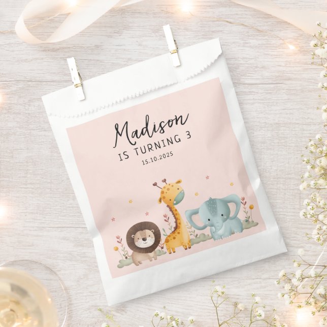 Girly Party Wild Animals Birthday  Favor Bag (Clipped)