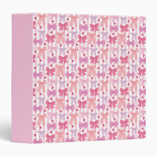 Girly Pastel Bows and Stripes 3 Ring Binder