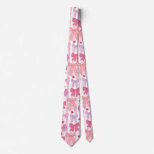 Girly Pastel Bows and Stripes Neck Tie